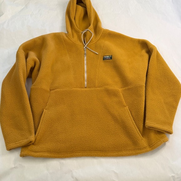 LLBean Other - LL Bean Mens Fleece Pullover Hoodie Pile Sherpa Anorak Mustard Yellow XL